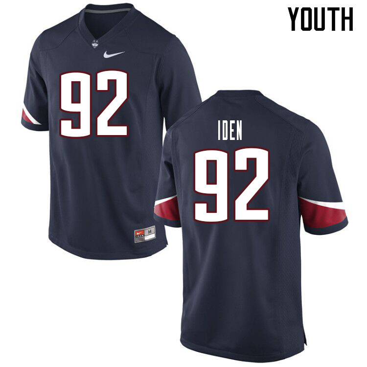 Youth #92 Noah Iden Uconn Huskies College Football Jerseys Sale-Navy - Click Image to Close